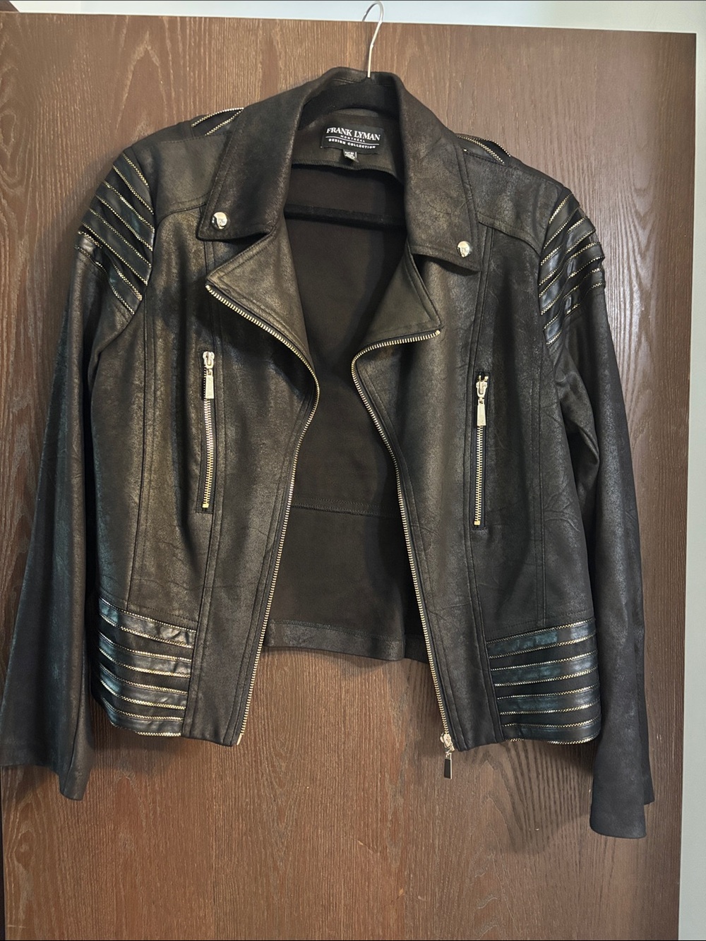 Frank Lyman Design Black Quilted-Trim Moto Jacket